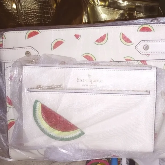 Kate Spade (2) Satchel & Wristlet In Watermelon, Both NWT; BEAUTIFUL! - Picture 9 of 13